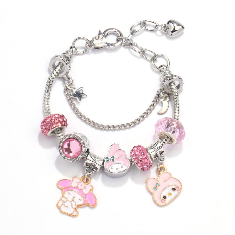 Hot-selling Cartoon Melody Cinnamoroll  Kuromi Beaded Bracelet Jewelry