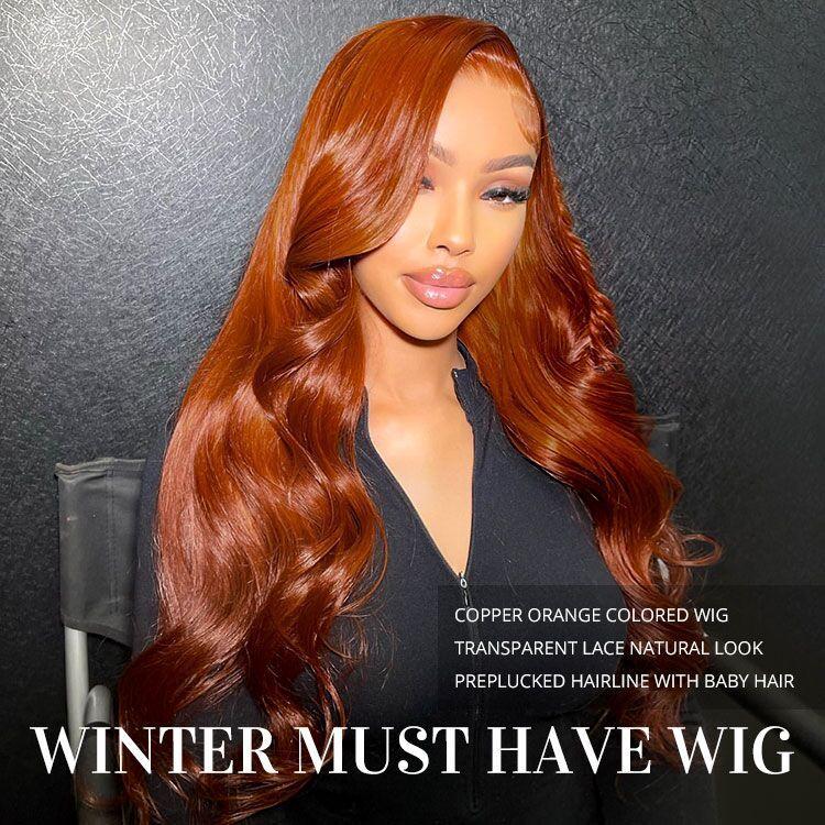 West Kiss Ready Go Glueless Wig Copper Orange Pre Cut Lace Body 7x4 Closure Wig Human Hair 13x4 Lace Front Wig Pre Plucked With Baby Hair