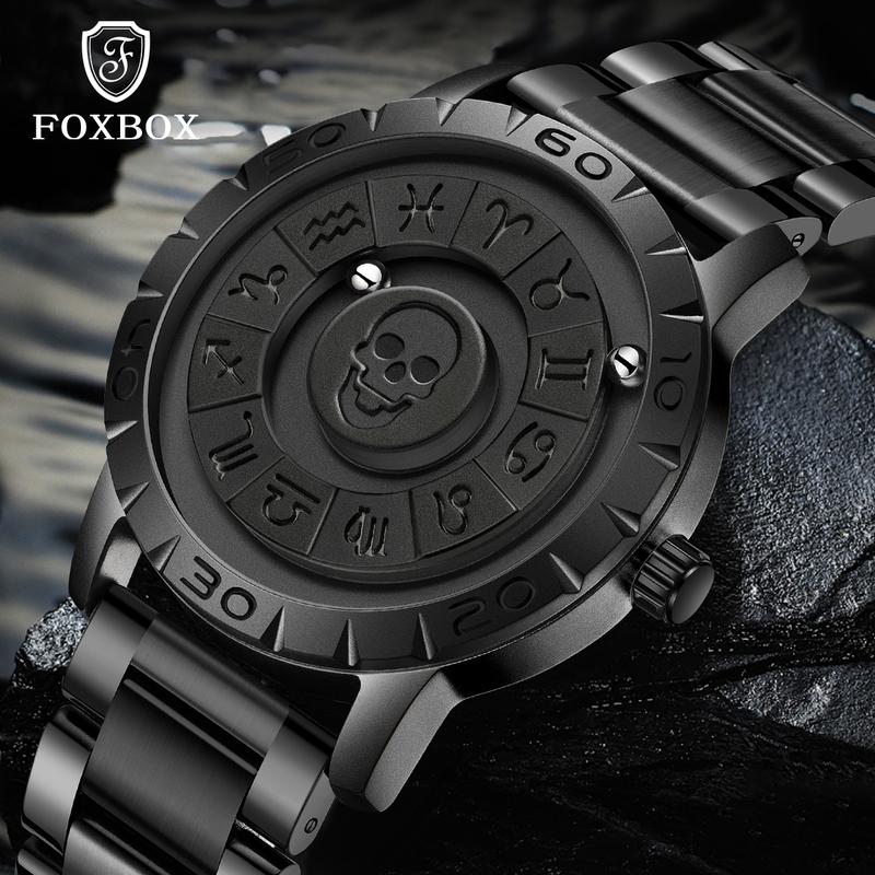 Foxbox Men's Magic Watch with No Lens – Featuring Dual Floating Ball Technology. A stylish and cool essential for trendy men. fox  box watch