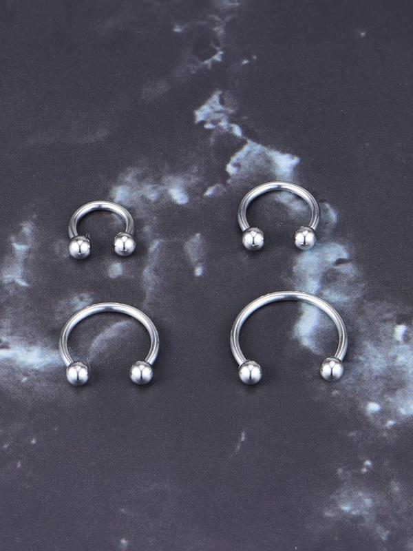 Punk Style Stainless Steel Nose Rings, 8pcs set Fashionable Nose Piercing Jewelry for Men & Women for Party & Daily Decor, Trendy All-match Body Jewelry for Daily Decor