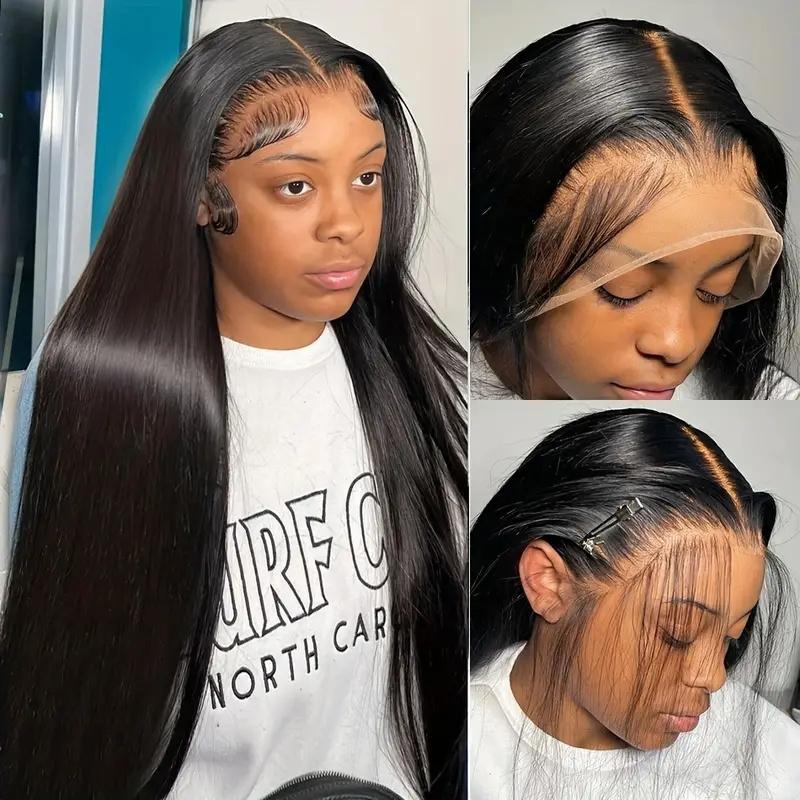 200% Density 13X4 HD Lace Front Wig Straight Lace Front Wigs Human Hair 100% Brazilian Human Hair Wig Natural 13X4 Full Edges Lace Pre-Plucked Lace Wig With Baby Hair For Women Ear To Ear Swiss HD Lace For Natural Looking