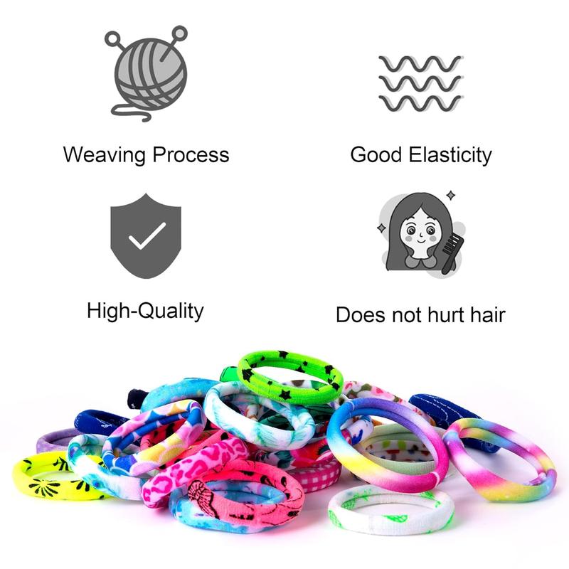 48 count No-Slip Seamless Ponytail Holders & Long Lasting Braids Accessories - Multi-Color for Girls with Thick, Heavy or Curly Hair