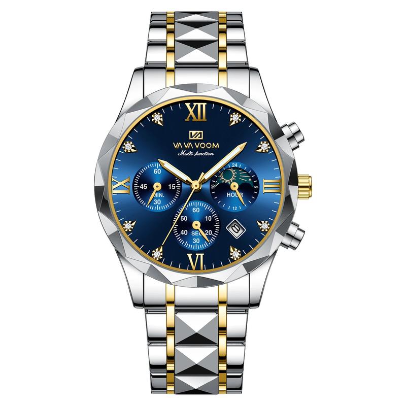 VA VA VOOM 2024 New Fashion Date Chronograph Wrist Quartz Watch For Men Wholesale Stainless Steel Band Luminous Sport Watches