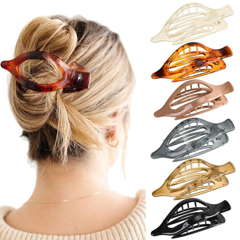 French Flat Hair Clips for Women - 6-piece suit Flat Claws for Thin Thick Hair Strong Hold No Slip Grip Hair Claw Clips for Women Girls (Morandi color series)