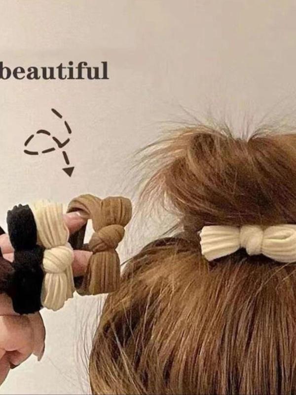 Cute Bowknot Decor Hair Tie Set, Casual Simple Hair Accessories for Women & Girls, Minimalist Headwear Suitable for Thick Hair