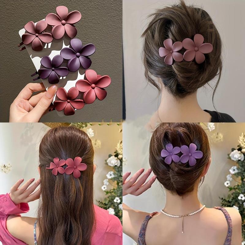 Flower Design Hair Clip, 3 Counts set Cute Matte Hair Accessories for Women & Girls, Elegant All-match Fashion Accessories for Daily Wear, Party Gifts