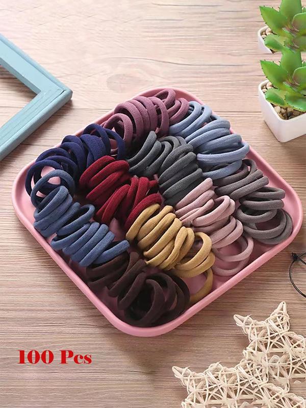 Plain Color Hair Ties As Gift for Girlfriend,  Trendy High Elasticity Rubber Band, Seamless No Crease Hair Small Ponytail Holders Scrunchies, Women Accessories