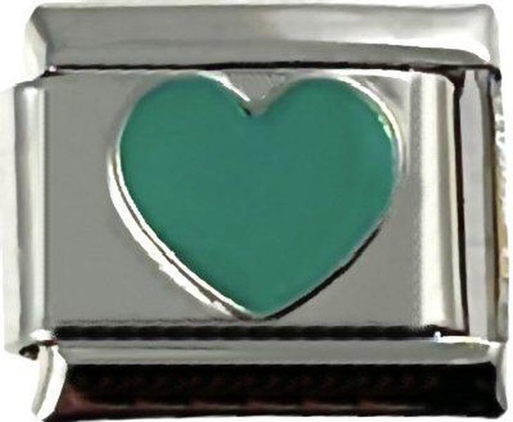 Italian Charm Link Deep Green Heart Charm 9mm