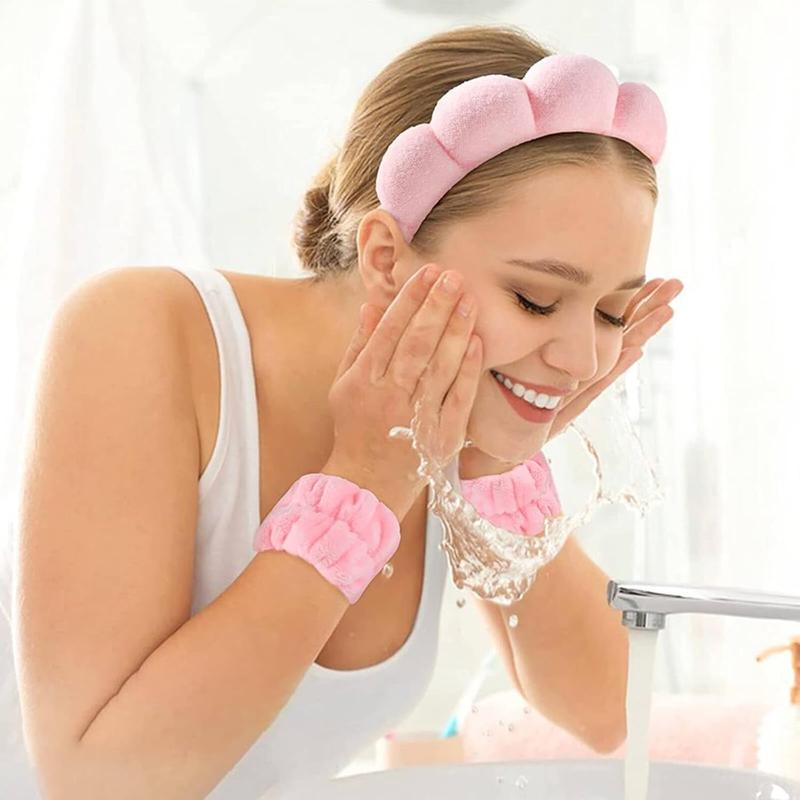 Velvet Spa Headband Sponge Headbands Padded Soft Hairband for Women Fashion Hair Hoop Christmas Gifts Headwear Thick Hair Accessory Head Wraps for Spa Wash Face Makeup Yoga (Pink)