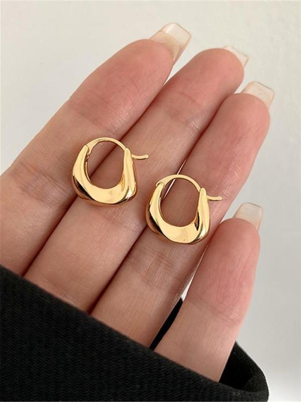 Women's Elegant Geometric Design Hoop Earrings, All-match Trendy Hoop Earrings, Fashionable Jewelry for Women for Daily & Party Decoration