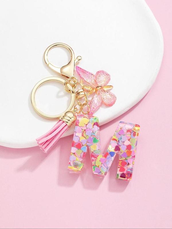 Butterfly & Letter Design Keychain, Cute Keychain for Women & Girls, Fashion Accessories for Daily Use, Trendy All-match & Exquisite Keychain for Birthday Gift