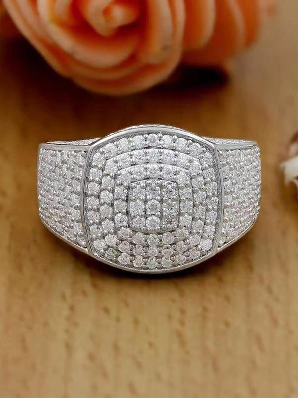 Rhinestone Decorated Ring, Fashion Accessories for Women, Elegant Jewelry for Wedding, Party, Anniversary Daily Clothing Decor, Trendy All-match & Exquisite Jewelry for Birthday Anniversary Gift