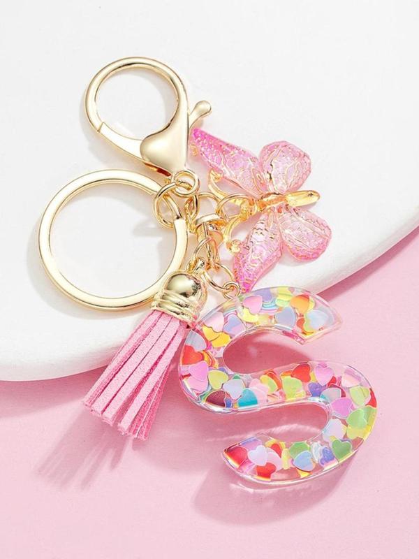 Butterfly & Letter Design Keychain, Cute Keychain for Women & Girls, Fashion Accessories for Daily Use, Trendy All-match & Exquisite Keychain for Birthday Gift