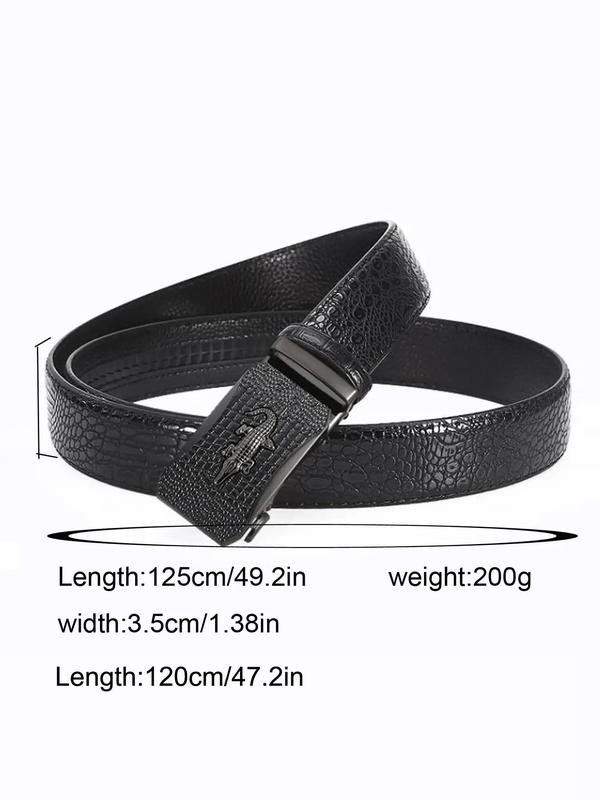 Men's Trendy Alloy Automatic Buckle Crocodile Pattern Belt, Business Casual Adjustable Belt for Work Office, Daily Clothing Decoration