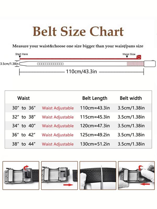 Men's Business Solid Color Automatic Buckle Belt, Fashion Belt for Party, Daily Clothing Decor, Trendy All-match & Exquisite Belt for Birthday Gift