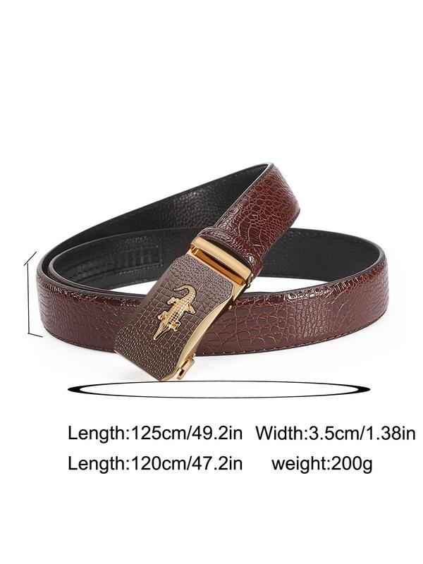 Men's Trendy Alloy Automatic Buckle Crocodile Pattern Belt, Business Casual Adjustable Belt for Work Office, Daily Clothing Decoration