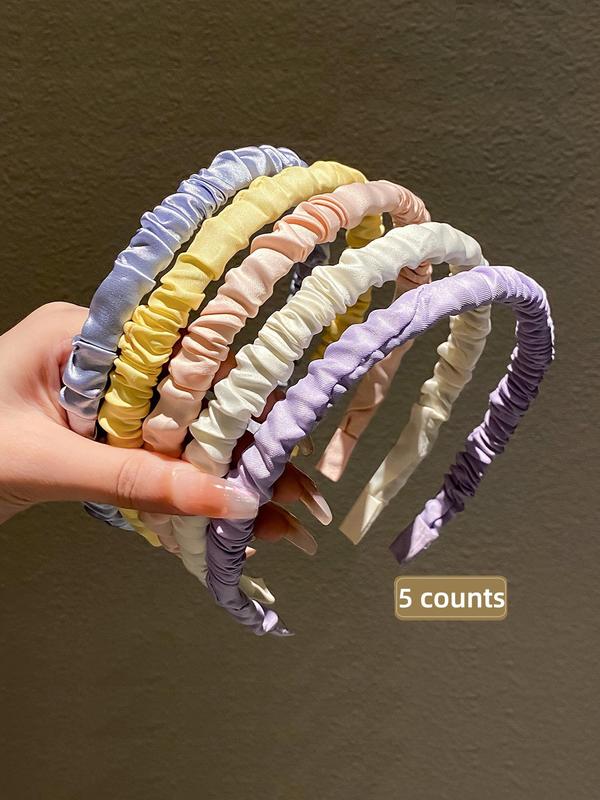 Solid Color Ruched Design Hair Hoop, 2024 New Style Casual Versatile Hair Accessories for Women, Minimalist Headwear Suitable for Thick Hair