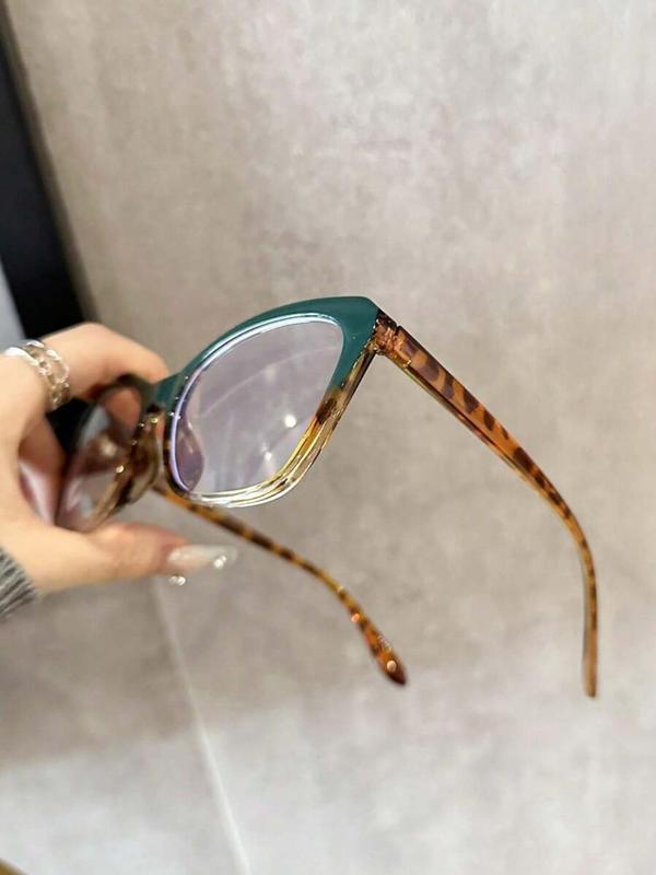 Unisex Vintage Leopard Pattern Glasses, Trendy Casual Cat Eye Frame Eyeglasses for Everyday Use, Fashion Accessories for Outdoor Activities