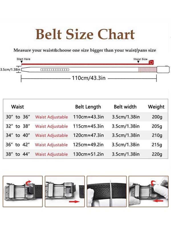 Men's Business Solid Color Automatic Buckle Belt, Fashion Belt for Party, Daily Clothing Decor, Trendy All-match & Exquisite Belt for Birthday Gift