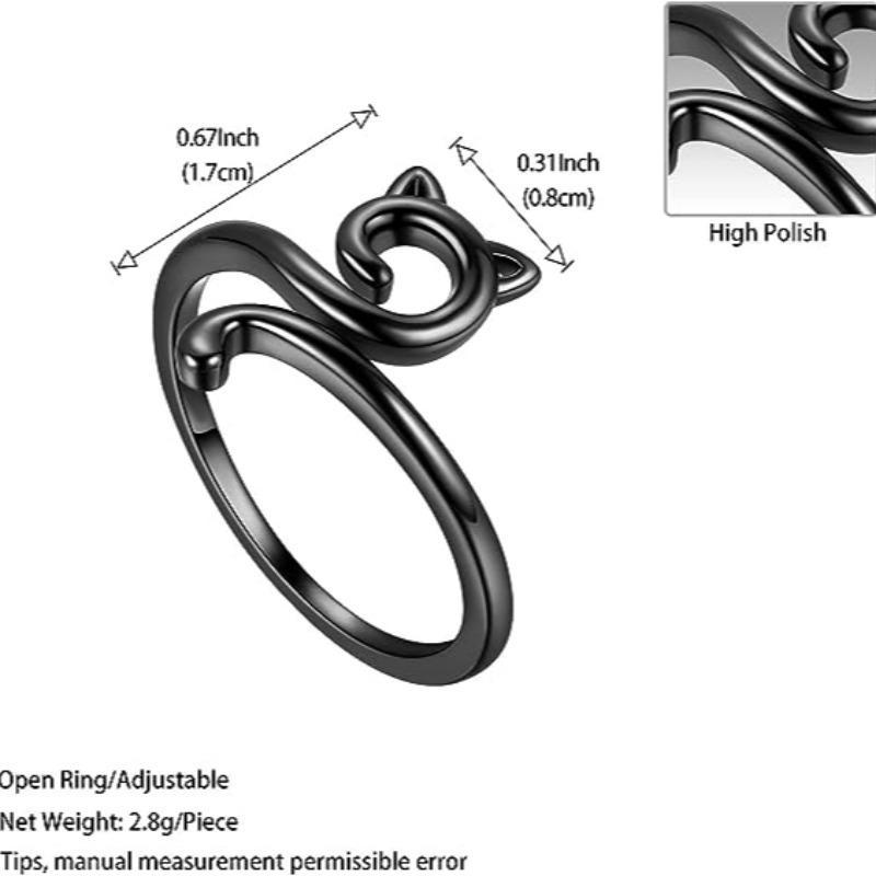 Cute Cat Design Adjustable Crochet String Ring, 2 Counts Adjustable Open Ring, Creative Knitting & Crochet Accessories for DIY