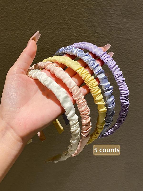 Solid Color Ruched Design Hair Hoop, 2024 New Style Casual Versatile Hair Accessories for Women, Minimalist Headwear Suitable for Thick Hair