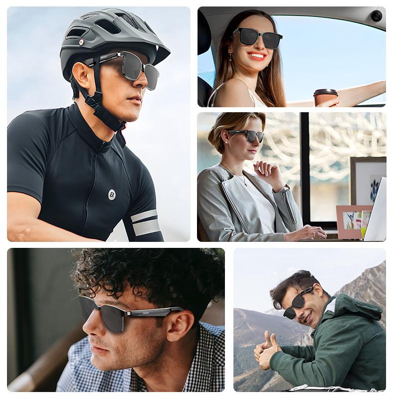 MINISO Bluetooth Smart Glasses for Women & Men Listenable Songs Wireless Headphone Outdoor UV Protection Audio Glasses Voice Control Smart Glasses Sunglasses  Sports Sunglasses with Mic Outing Essentials Bluetooth Smart Glasses Electronics Gifts