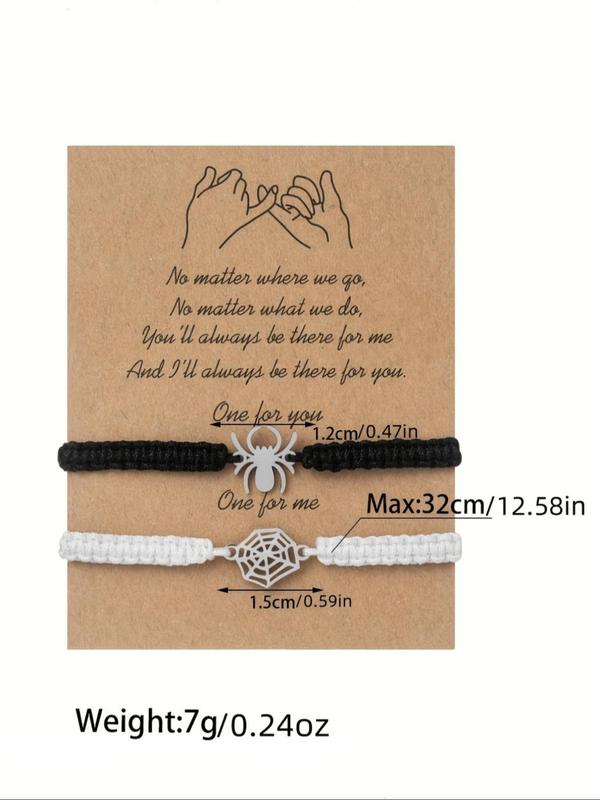 Spider & Web Decor Adjustable Bracelet Set, Fashionable Braided Bracelet for Women & Men, Trendy All-match & Exquisite Jewelry for Birthday Gift