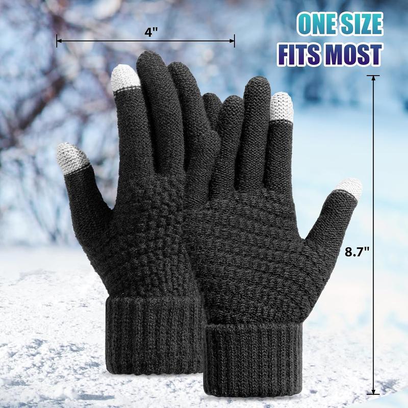 Womens Winter Gloves - Warm Soft Touchscreen Winter Gloves for Women, Elastic Cuff Knit Gloves for cold weather