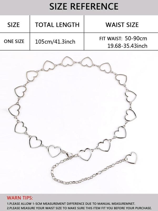 Women's Summer Hollow Out Heart Decor Chain Belt, Fashion Decorative Waist Sash for Jeans Skirt Dress