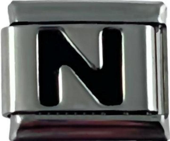 Italian Charm Link Black Letter N 9mm