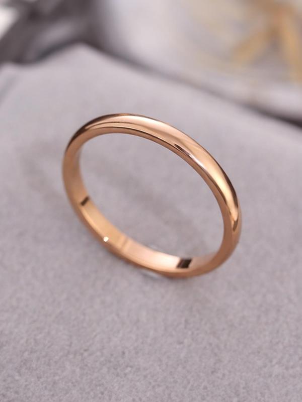 Simple Solid Color Round Shaped Alloy Ring, New Fashion Accessories for Women & Girls, Trendy All-match & Exquisite Jewelry for Birthday Gift