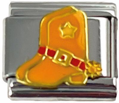 Italian Charm Link Yellow Cowboy Boots Charm 9mm