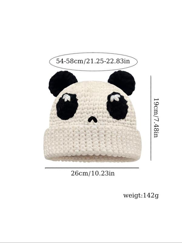 Cute Cartoon Clown Panda Design Beanie Hat, Casual Thickened Windproof Braided Crochet Warm Knit Hat for Fall & Winter, Fashion Accessories for Both Men & Women