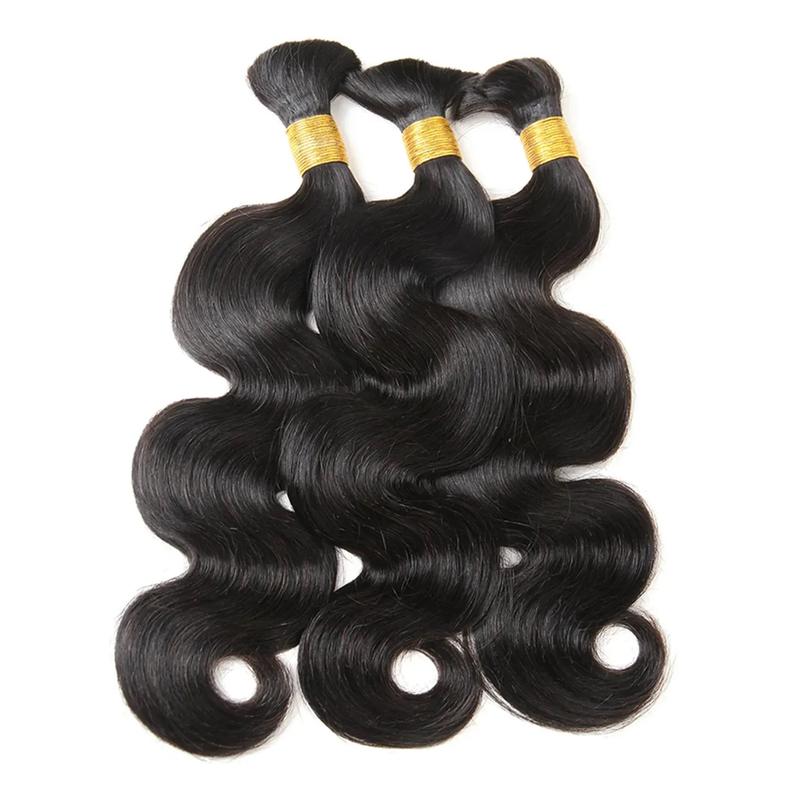 YGwigs Body Wave Bulk Braiding Hair Natural Black Human Hair Bundles Boho Braids - Cambodia Virgin Hair, Double Drawn, 100g Bundle