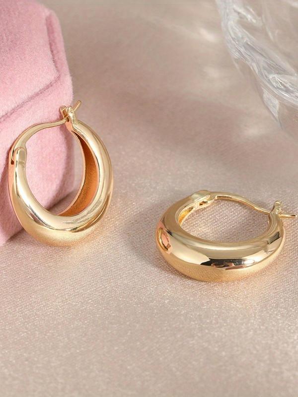 Women's Minimalist Temperament Hoop Earrings, Fashionable Earrings for Women & Girls, Trendy All-match & Exquisite Jewelry for Birthday Gift