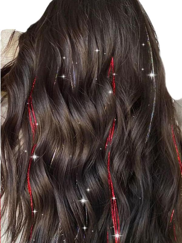 24 Inch Glitter Straight Hair Extension, Striking Natural Flashing Hair Wigs for Women, Synthetic Hair Extensions for Party, Daily Use