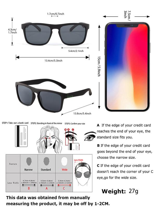 Men's Square Frame Polarized Sunglasses, Trendy Casual Square Frame Sunglasses for Everyday Use, Fashion Accessories for Outdoor Activities