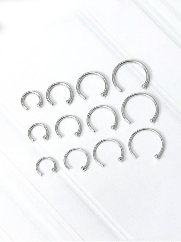 Punk C-shaped Fake Nose Rings, Stainless Steel Non-piercing Nose Rings, Body Jewelry for Men & Women, Trendy All-match & Exquisite Jewelry for Birthday Gift