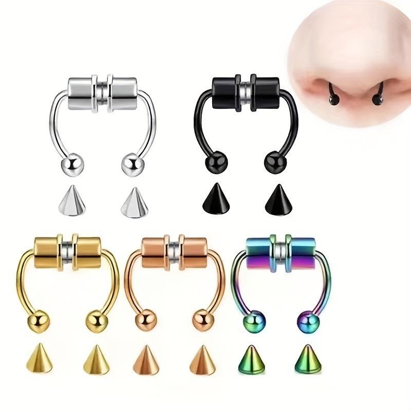 1 2 5count Stainless Steel Magnetic Septum Nose Ring, Body Jewelry for Men