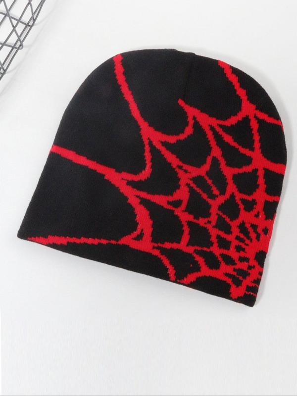 Spider Web Pattern Beanie Hat, Casual Knit Hat for Fall & Winter, Fashion Accessories for Both Men & Women