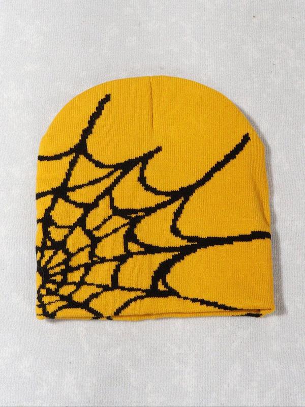 Spider Web Pattern Beanie Hat, Casual Knit Hat for Fall & Winter, Fashion Accessories for Both Men & Women