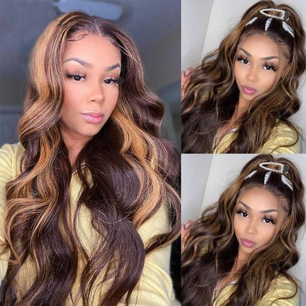 4 27 Highlight Body Wave Bundles Ombre Colored Human Hair Weave Bundles 1 3 4 Bundles Deal