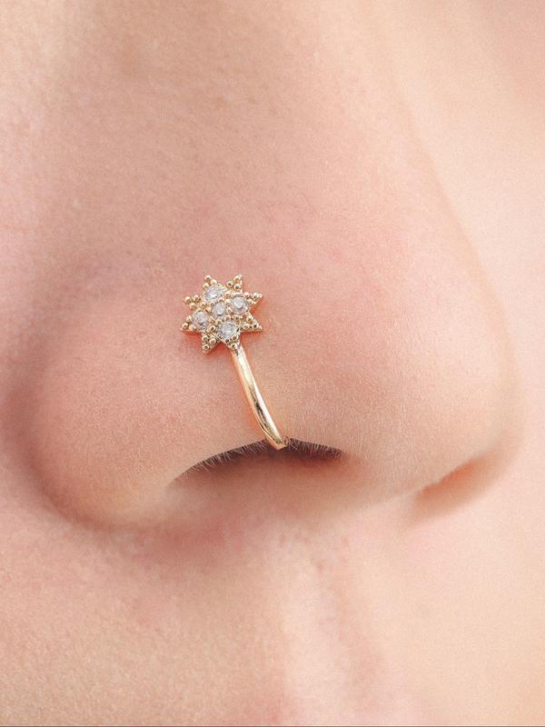 Rhinestone Star Shaped Nose Ring,  Women's Fashionable Body Jewelry for Party, Daily Clothing Decor, Trendy All-match & Exquisite Jewelry for Birthday Gift