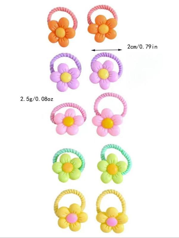 30pcs Cute Cartoon Flower Decor Hair Tie, High Stretch Hair Tie for Women & Girls, Minimalist Headwear Suitable for Thick Hair, Fashion Hair Accessories for Party, Daily Clothing Decor