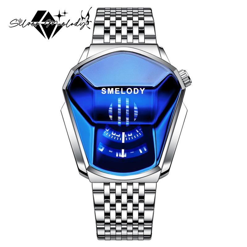 SilverMelody Fashion Men's Watches Analog Quartz Watch Cool Creative Wristwatch with Stainless Steel Mesh Brecelet Sport Watch for Men