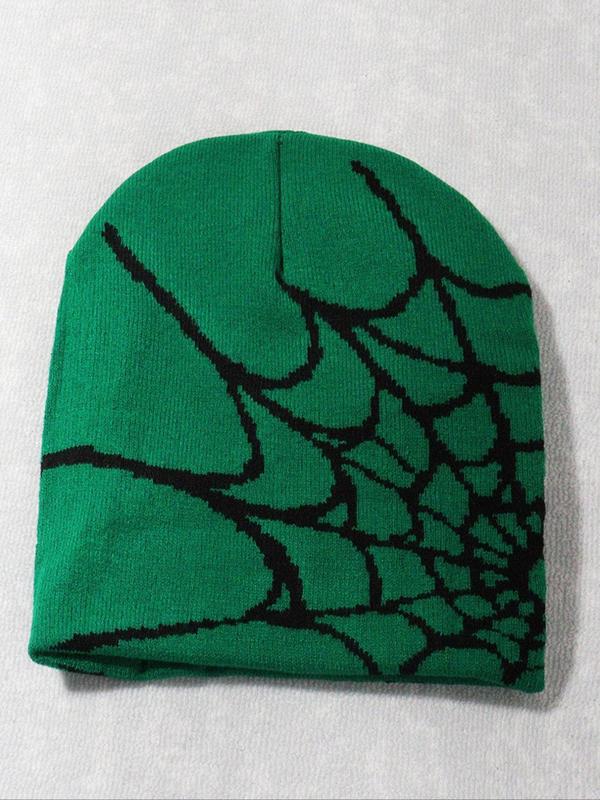 Spider Web Pattern Beanie Hat, Casual Knit Hat for Fall & Winter, Fashion Accessories for Both Men & Women