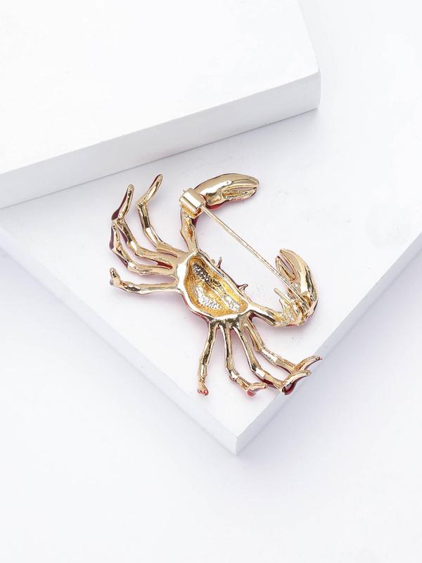 Creative Crab Design Brooch, Fashionable Animal Themed Brooch for Women & Men, Casual Party Accessories Gifts