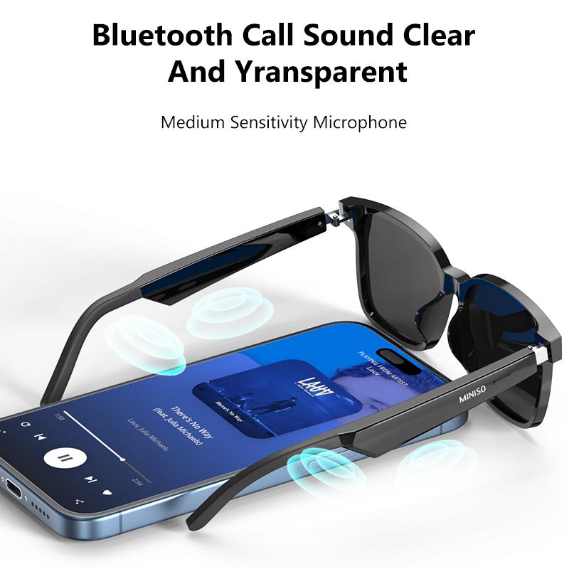 MINISO Bluetooth Smart Glasses for Women & Men Listenable Songs Wireless Headphone Outdoor UV Protection Audio Glasses Voice Control Smart Glasses Sunglasses  Sports Sunglasses with Mic Outing Essentials Bluetooth Smart Glasses Electronics Gifts