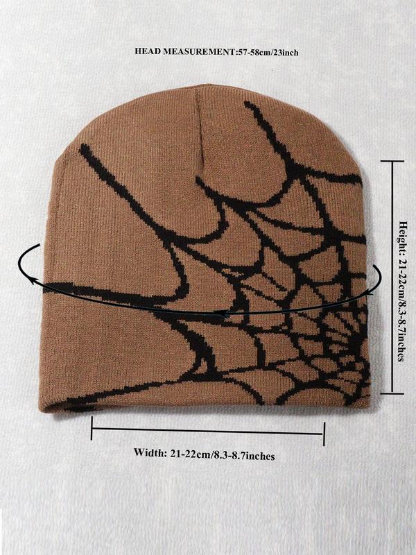 Spider Web Pattern Beanie Hat, Casual Knit Hat for Fall & Winter, Fashion Accessories for Both Men & Women