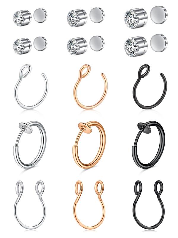 Magnetic Nose Ring, Stainless Steel Fake Nose Ring, Fashionable Body Jewelry for Women & Men, Trendy All-match & Exquisite Jewelry for Birthday Gift